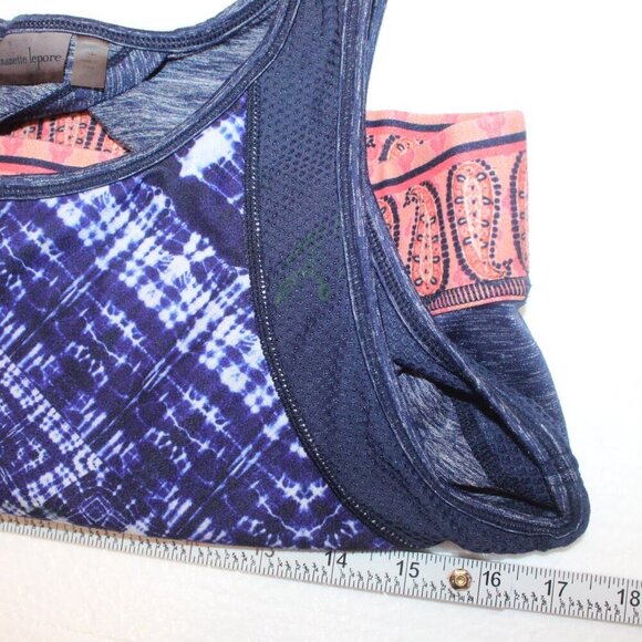 Nanette Lepore Activewear Sports Bra Top XL Navy Pink Geometric Print - Picture 3 of 7